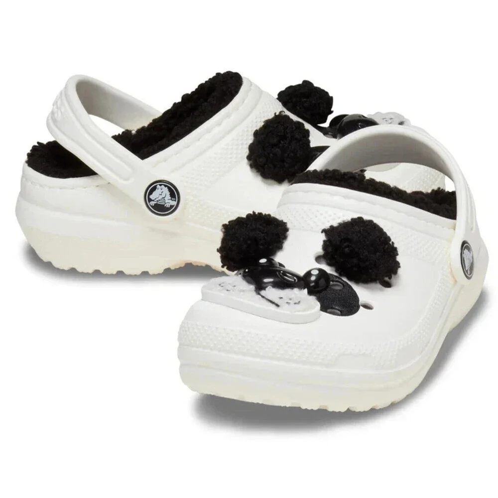 Crocs Classic Lined I Am Panda Bear 210395-0WX Clogs Toddlers White Shoes NIN257